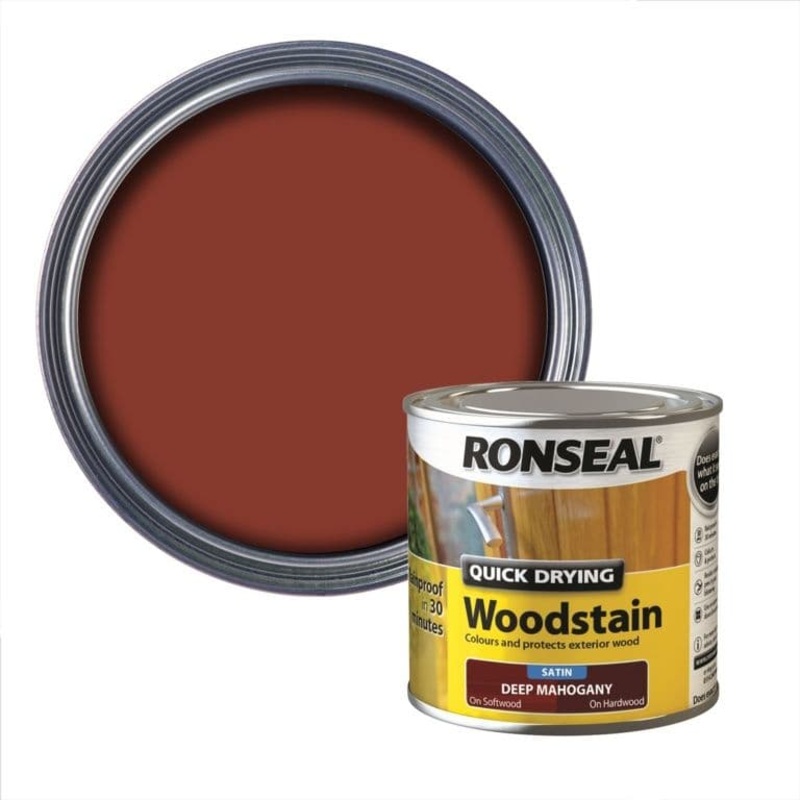 Ronseal Quick Drying Woodstain Satin 250ml – Deep Mahogany