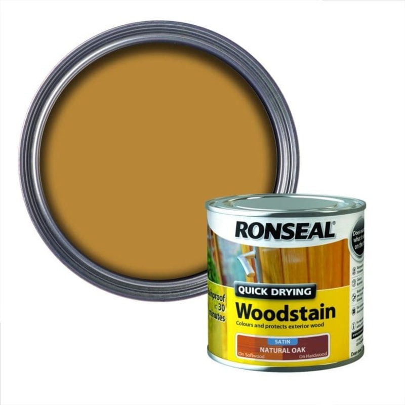 Ronseal Quick Drying Woodstain Satin 250ml – Natural Oak