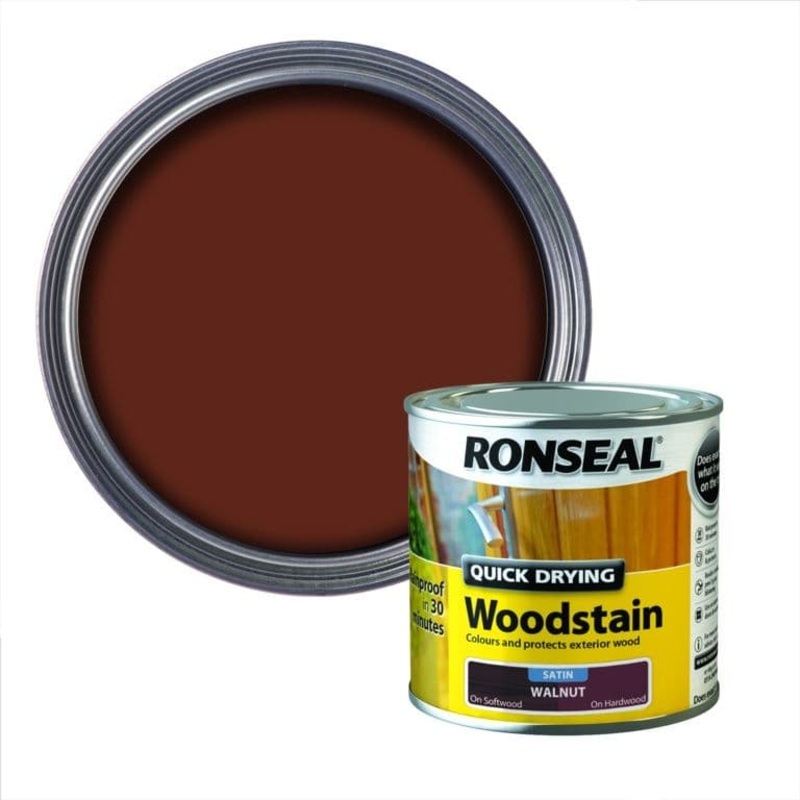 Ronseal Quick Drying Woodstain Satin 250ml – Walnut