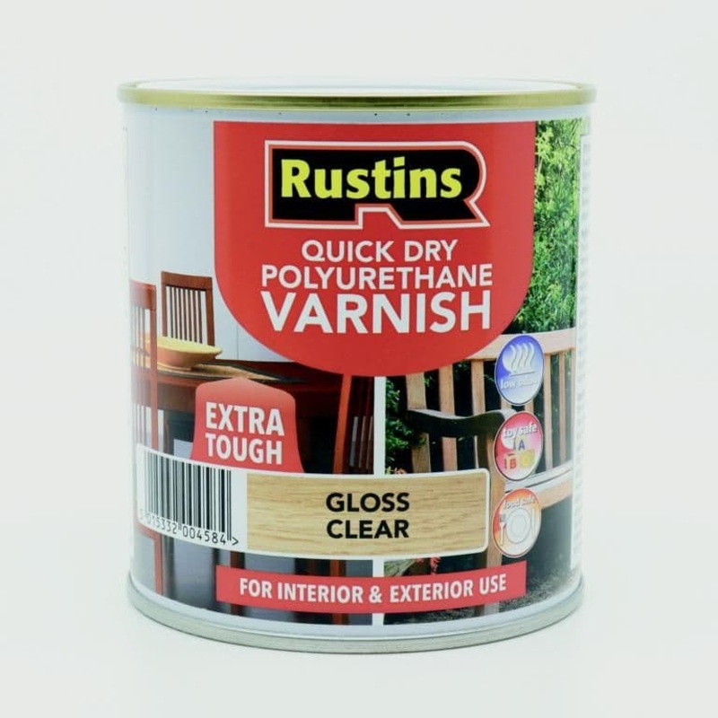 Rustins Polyurethane Gloss Varnish 500ml – Clear