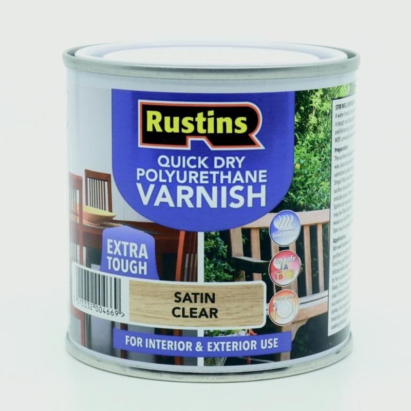 Rustins Polyurethane Satin Varnish 250ml – Clear