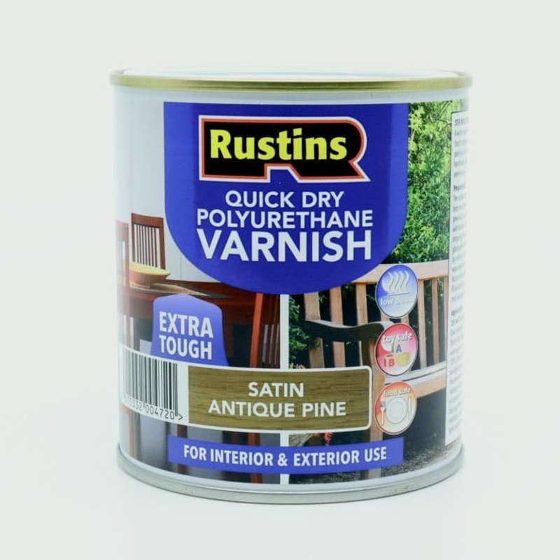 Rustins Polyurethane Satin Varnish 500ml – Antique Pine