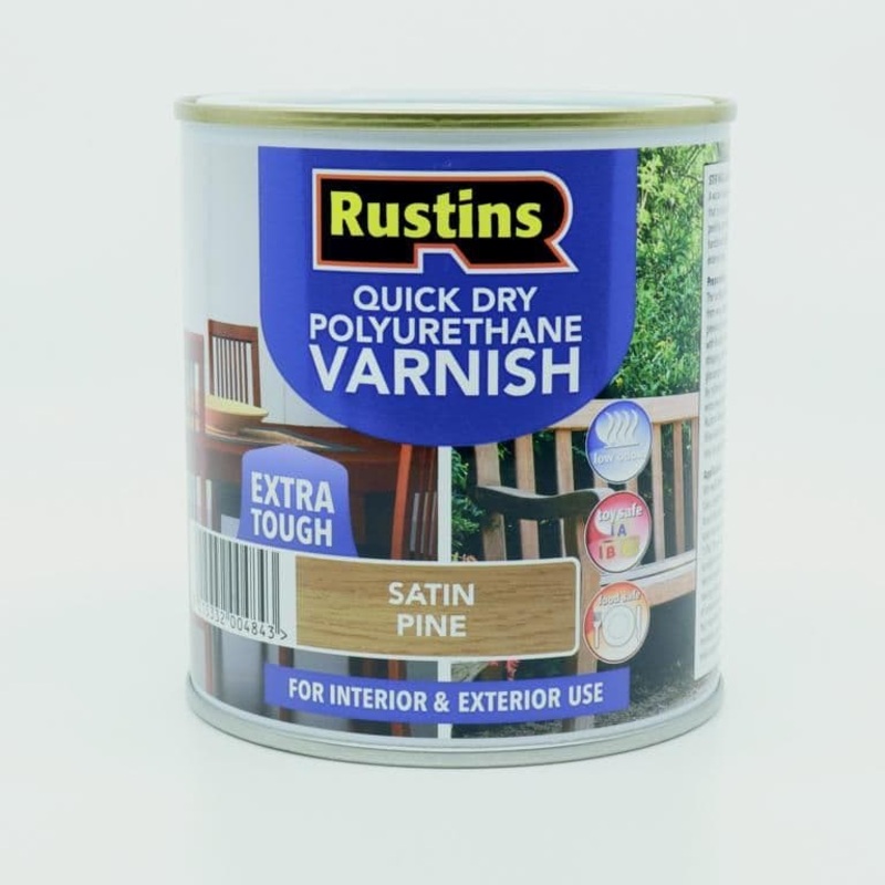 Rustins Polyurethane Satin Varnish 500ml – Pine