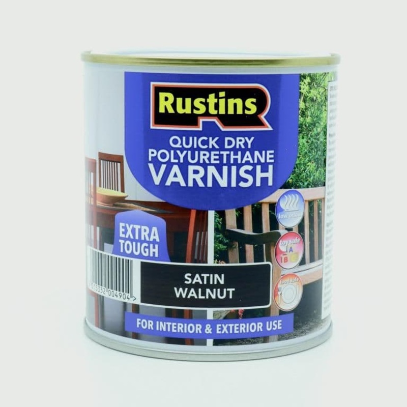 Rustins Polyurethane Satin Varnish 500ml – Walnut