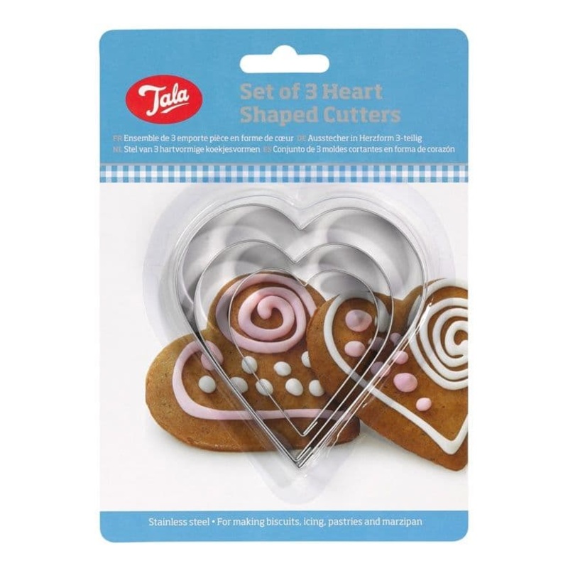 Tala Plain Heart Cutters – Stainless Steel (Set of 3)