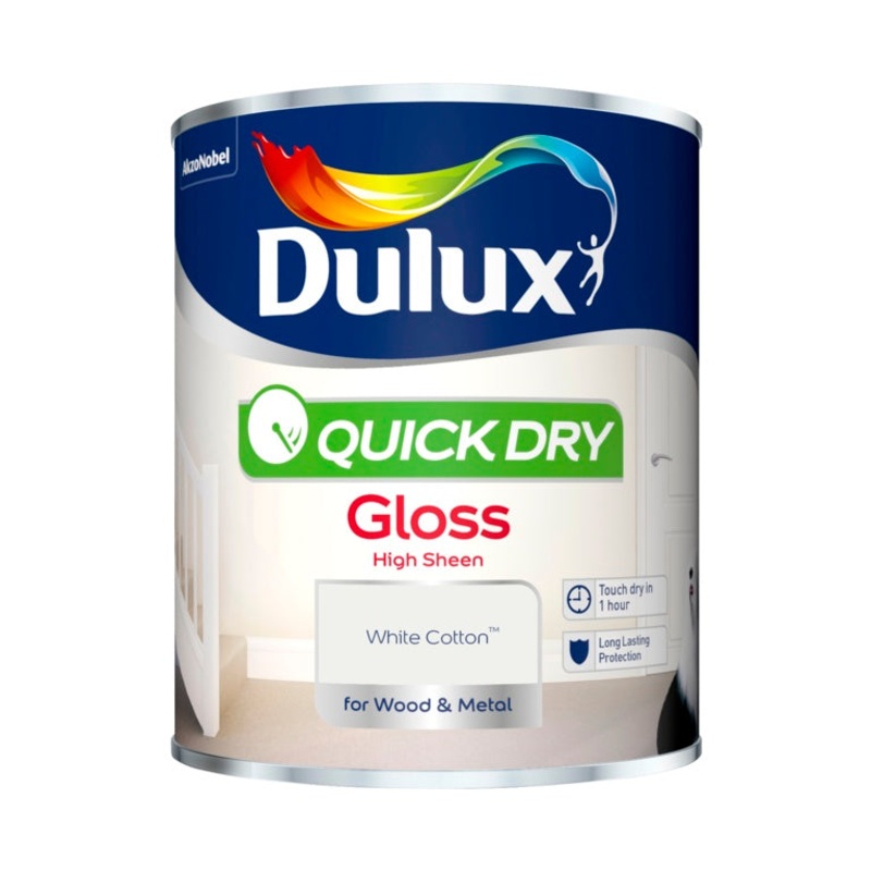 Dulux Quick Dry Gloss 750ml – White Cotton