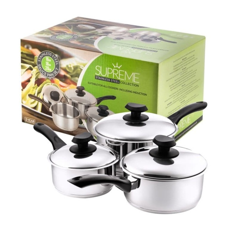 Pendeford Stainless Steel Collection Sauce Pan Set – 3 Piece