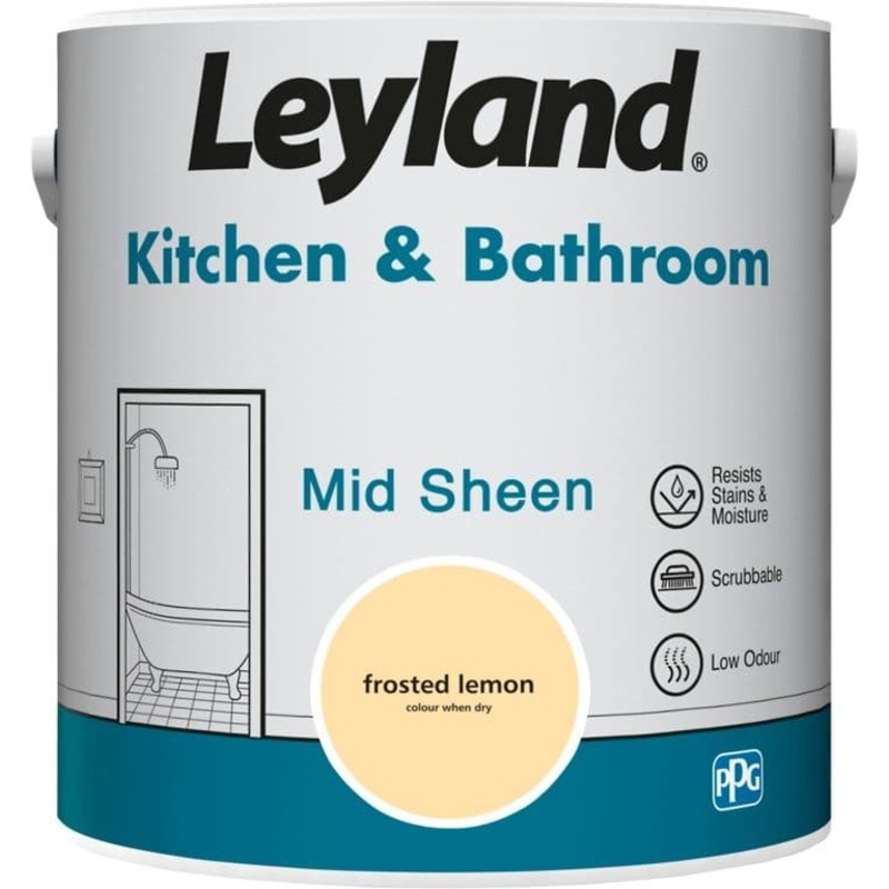 Leyland Kitchen & Bathroom Mid Sheen 2.5L – Frosted Lemon